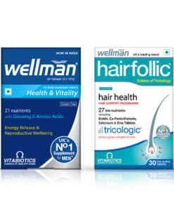 Men's Vitality & Hair Care Combo - Wellman 30 Tablets + Wellman Hairfollic